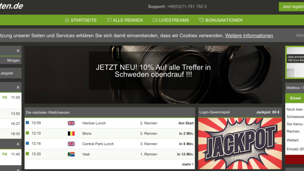 Foto: Skärmdump pferdewetten.de.